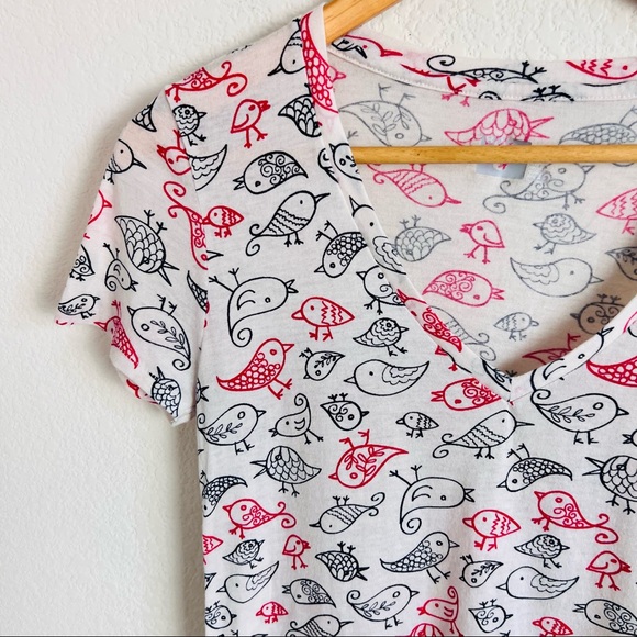 BDG. Cream & Red Bird Cartoon Sketch Graphic T-Shirt Tee - Picture 3 of 9